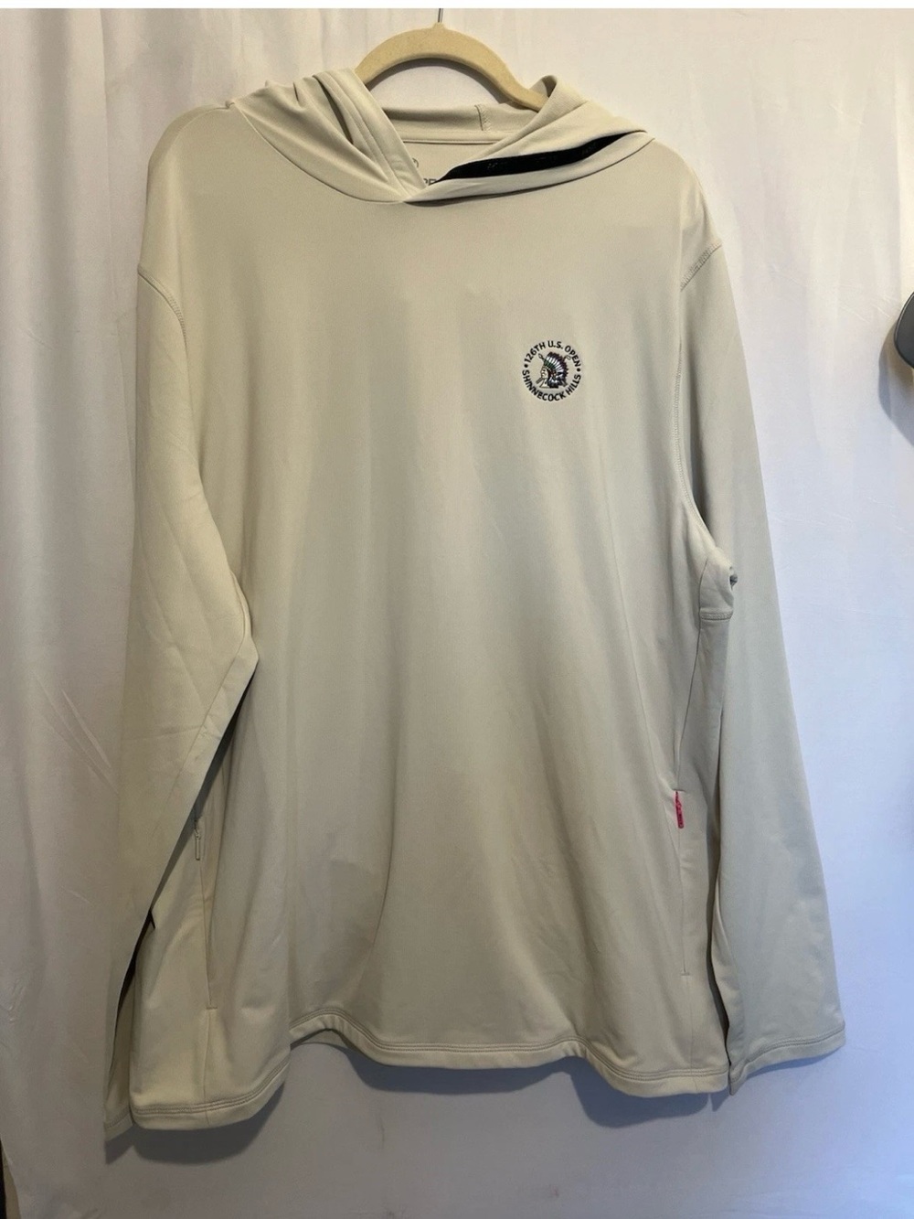 G/FORE Men's Cream Hooded Long Sleeve Pullover with Chest Logo Brand new no tags